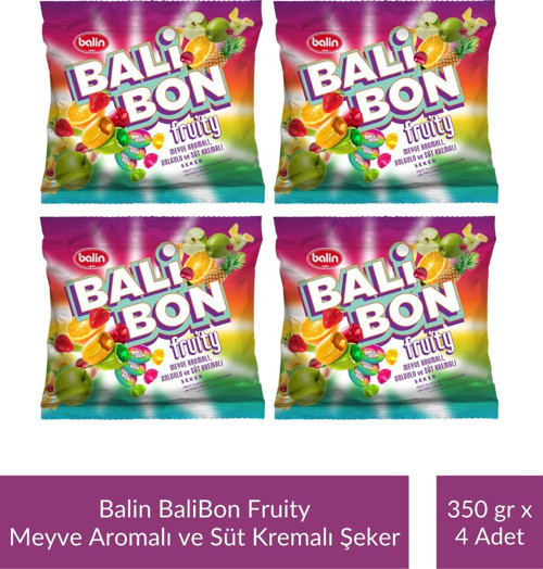 Balin Balibon Fruity Meyve Aromalı Dolgulu ve Süt Kremalı Şeker 350 gr x 4 Adet