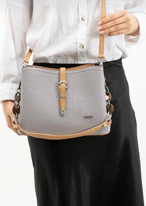 Justpolo Kadın Siyah 3D Just & Polo Desenli Omuz Ve El Çantası Tyc0Et4014 Gri