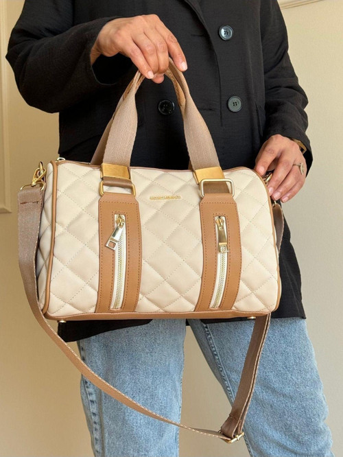 Polo Kadın Kapitone Büyük Boy El Ve Omuz Silindir Model Çanta Tyc073823 Ekru