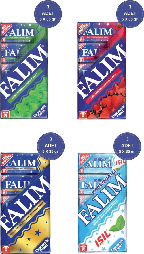 Karışık Sakız Seti 5’li (12 Paket) – Ferahlatıcı ve Meyvemsi Tatlar