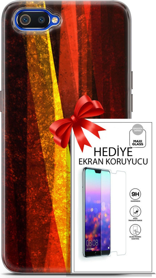 Realme C2 Kılıf Orijinal Seri Nature 17 Sarı Katman Yumuşak Kılıf + Ekran Koruyucu