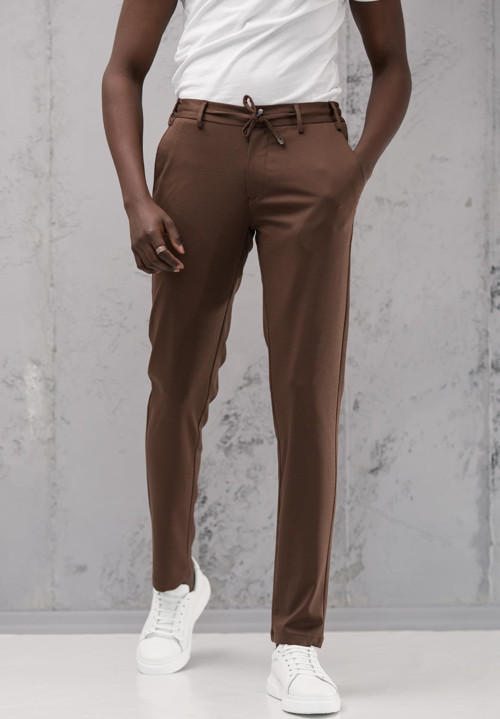 Beli Lastikli ve İplikli Rayon Kumaş Regular Fit Likralı Jogger Pantolon