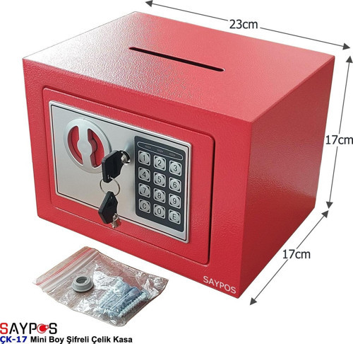 Şık Tasarımlı Atma Delikli Şifreli Çelik Kasa, Elektronik Tuşlu Değerli Eşya Para Kasası 23x17x17cm