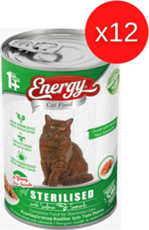 Cat Food Somonlu Kısırlaştırılmış Konserve Islak Kedi Maması – 400 G 12 Adet