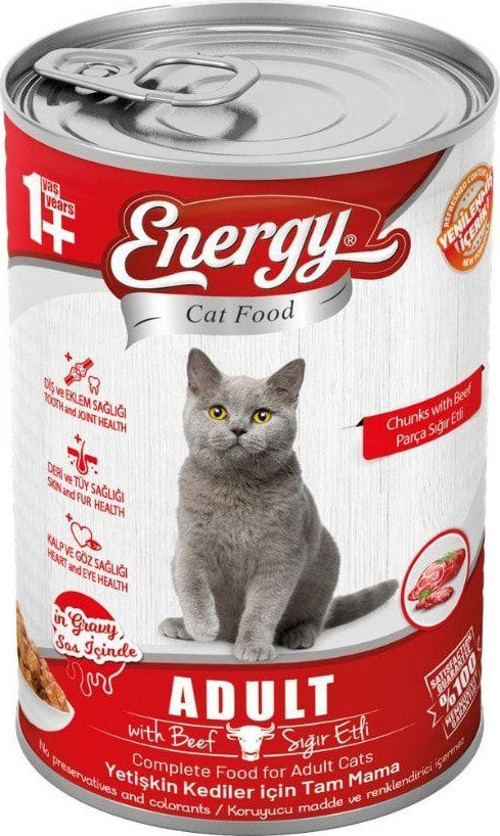 Sığır Etli Yetişkin Kedi Maması-400 Gram-10 Konserve+2 Konserve