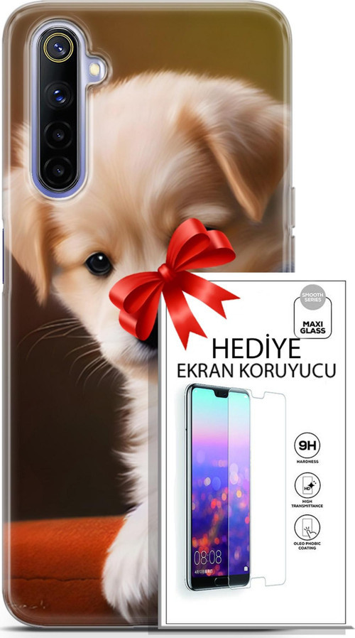 Realme 6 Kılıf Orijinal Seri Dogs 15 Kaniş Yavru Kalın Silikon + Ekran Koruyucu