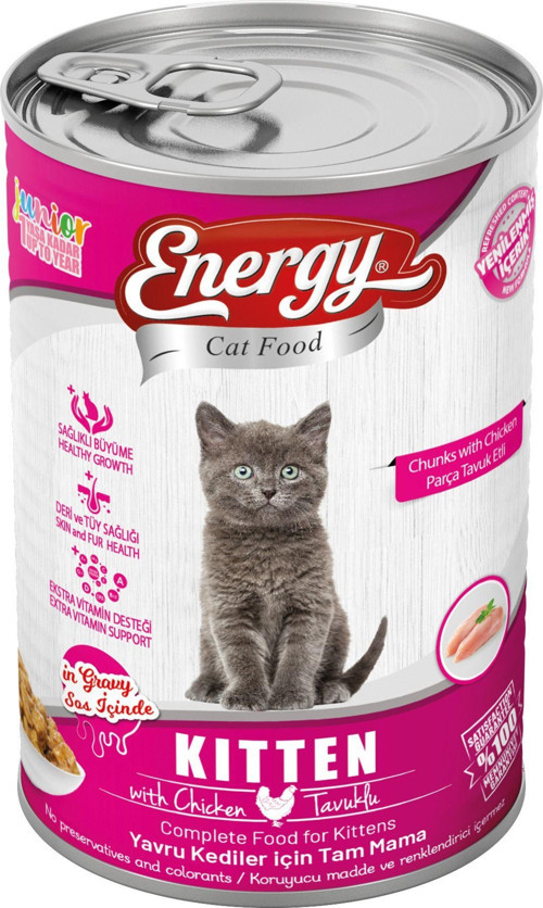 Energy Tavuklu Islak Yavru Kedi Maması 400 Gram 72 Adet