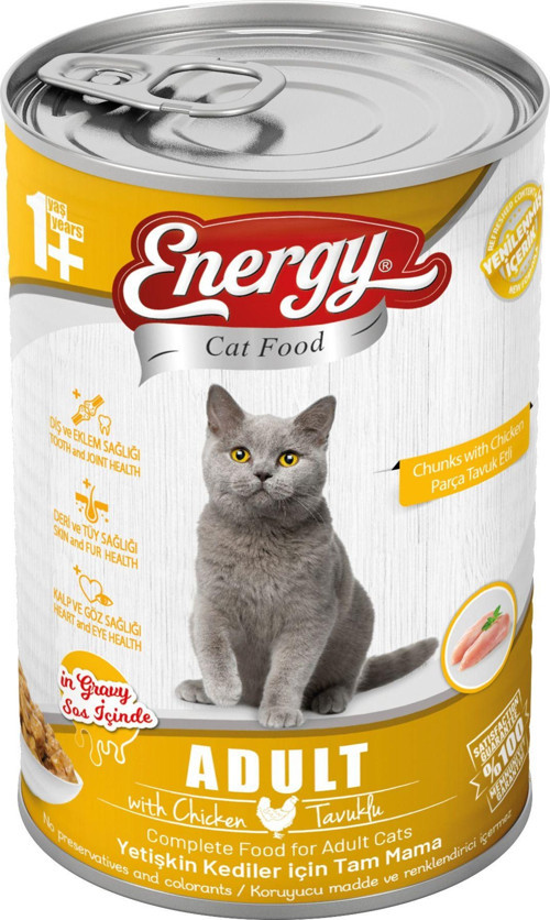 Energy Tavuklu Islak Yetişkin Kedi Maması 400 Gram 72 Adet