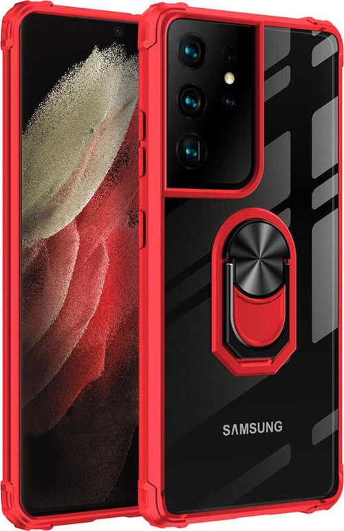Samsung Galaxy S21 Ultra Kılıf - Darbelere Karşı Köşe Korumalı Manyetik Yüzüklü Kılıf