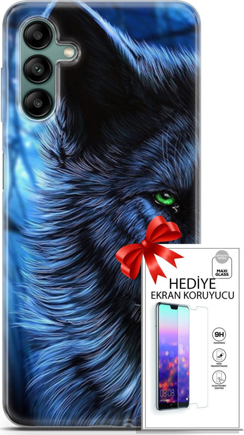Samsung Galaxy A04S Kılıf Orijinal Seri Cardano 16 Kurt Yeşil Göz Hediyelik Kılıf Ve Ekran Koruyucu