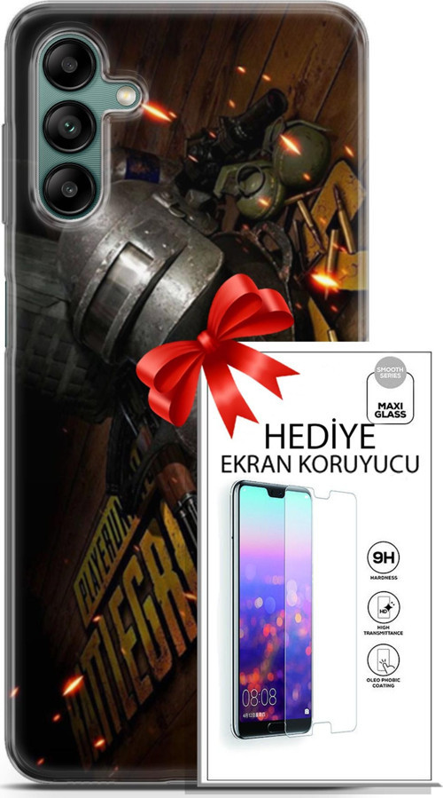 Samsung Galaxy A04S Kılıf Orijinal Seri Pubg 18 Tabela Parlak Kılıf + Ekran Koruyucu Full Korumak