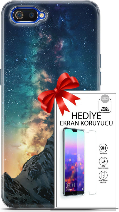 Realme C2 Kılıf Orijinal Seri Fantasy 19 Mavi Gece Tam Koruma Kılıf + Ekran Koruyucu