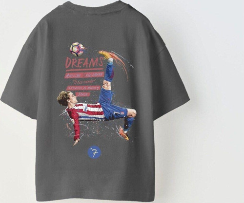 Earned Not Gıven Yazılı Futbol Tasarım Baskılı Füme Çocuk T-Shirt
