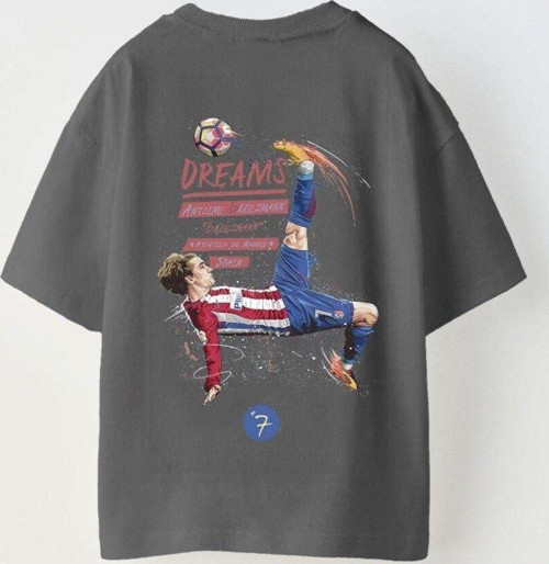 Earned Not Gıven Yazılı Futbol Tasarım Baskılı Füme Çocuk T-Shirt
