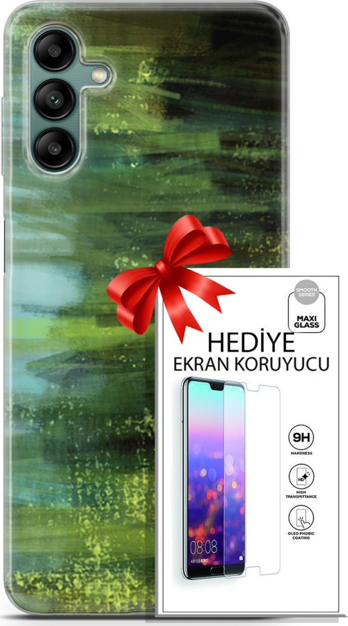 Samsung Galaxy A04S Kılıf Orijinal Seri Nature 21 Çalılar Darbe Önleyici Kapak + Ön Ekran Koruyucu