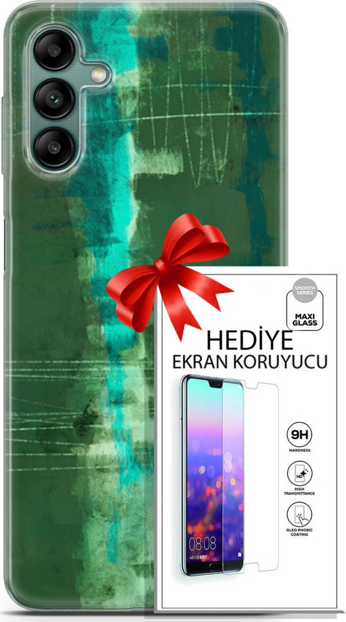 Samsung Galaxy A04S Kılıf Orijinal Seri Nature 06 Yeşil Koruyucu Kapak Ekran Koruyucu