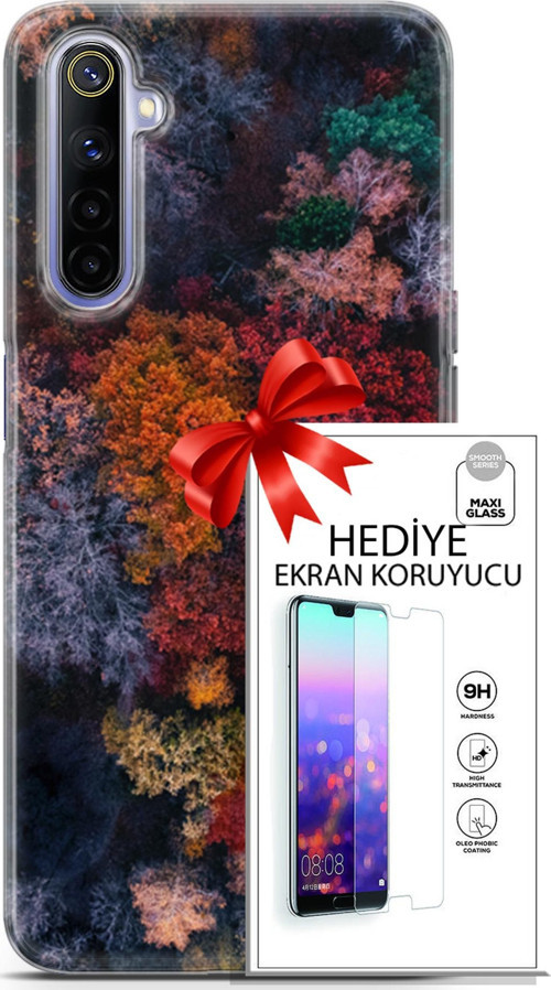 Realme 6 Kılıf Orijinal Seri Fantasy 16 Renkli Ağaçlar Hediyelik Kılıf Ve Ekran Koruyucu