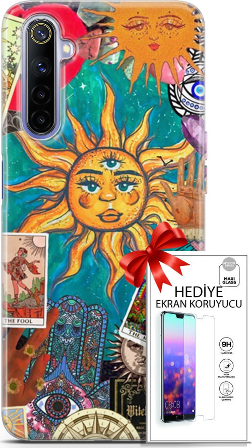 Realme 6 Kılıf Orijinal Seri Bounce 08 Elodie Edwards Baskılı Kılıf + Ekran Koruyucu