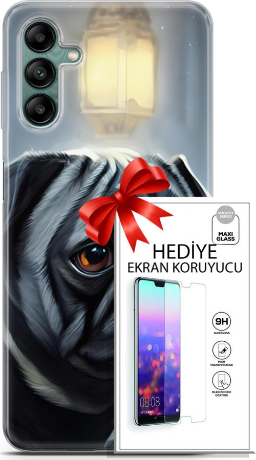 Samsung Galaxy A04S Kılıf Orijinal Seri Dogs 30 Pug Kenarları Şeffaf Kapak Ve Ekran Koruyucu