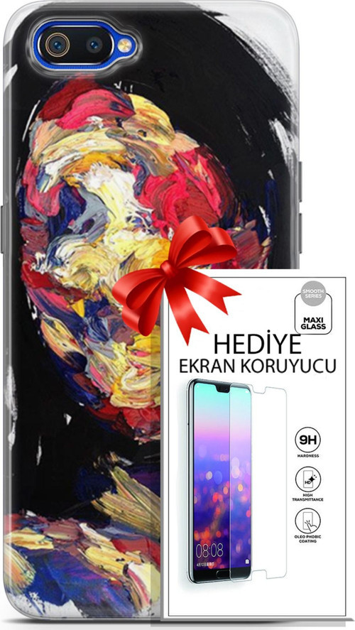 Realme C2 Kılıf Orijinal Seri Soul 16 Karışık Çok Renkli Hediyelik Kılıf Ve Ekran Koruyucu