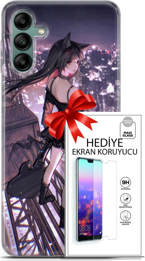 Samsung Galaxy A04S Kılıf Orijinal Seri Fantasy 20 Anime Çatıda Renkli Kılıf Ekran Koruyucu