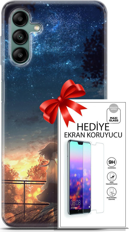 Samsung Galaxy A04S Kılıf Orijinal Seri Fantasy 21 Anime Yıldızlar Darbe Önleyici Kapak + Ön Ekran Koruyucu