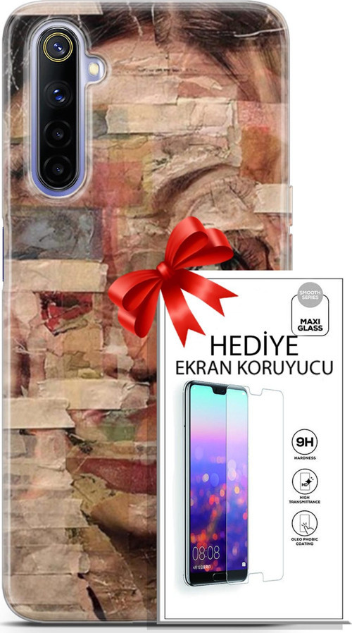 Realme 6 Kılıf Orijinal Seri Soul 20 Yüz Göz Renkli Kılıf Ekran Koruyucu