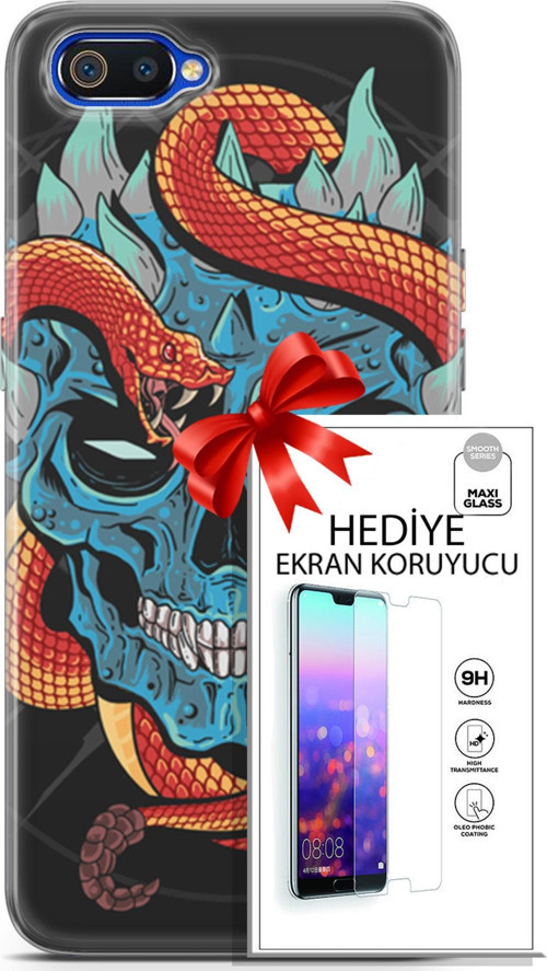 Realme C2 Kılıf Orijinal Seri Punky 13 Şeytan Case Kapak Ekran Koruyucu
