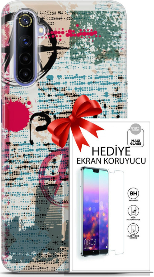 Realme 6 Kılıf Orijinal Seri Punky 12 Punk Duvar Yazıları Tasarım Kılıf + Ekran Koruyucu