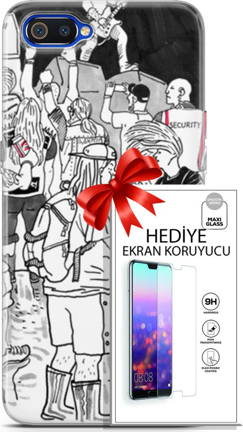 Realme C2 Kılıf Orijinal Seri Punky 17 Party Yumuşak Kılıf + Ekran Koruyucu