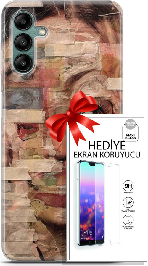 Samsung Galaxy A04S Kılıf Orijinal Seri Soul 20 Yüz Göz Renkli Kılıf Ekran Koruyucu