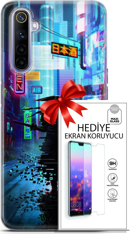 Realme 6 Kılıf Orijinal Seri Cyberpunk 29 Open Leke Tutmaz Kapak + Ekran Koruyucu
