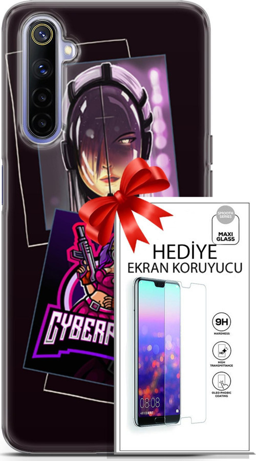 Realme 6 Kılıf Orijinal Seri Cyberpunk 10 Cyber Kız Full Hd Kılıf + Ekran Koruyucu