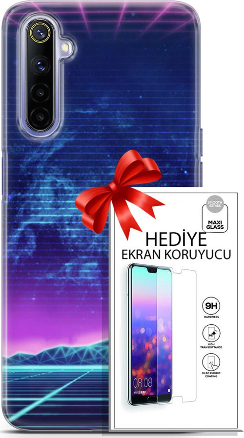 Realme 6 Kılıf Orijinal Seri Cyberpunk 30 Neon Game Kenarları Şeffaf Kapak Ve Ekran Koruyucu