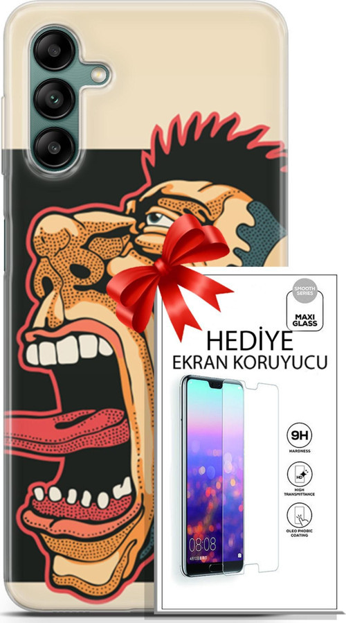 Samsung Galaxy A04S Kılıf Orijinal Seri Punky 11 Maymun 4K Baskılı Kılıf + Ekran Koruyucu Full Koruma