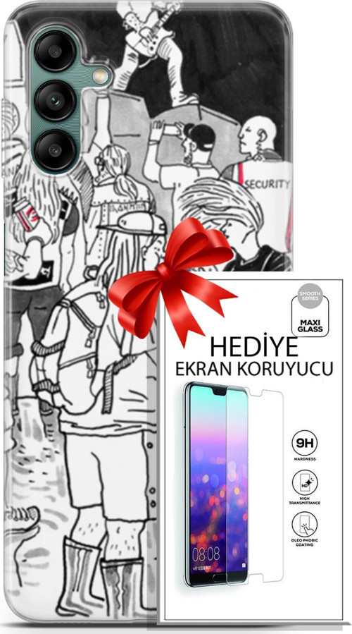 Samsung Galaxy A04S Kılıf Orijinal Seri Punky 17 Party Yumuşak Kılıf + Ekran Koruyucu
