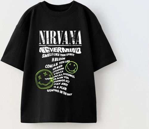 Nirvana Yazılı Smile Baskılı Siyah Çocuk T-Shırt