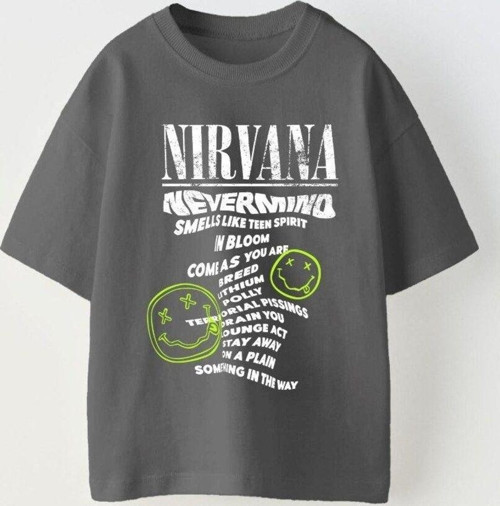 Nirvana Yazılı Smile Baskılı Füme Çocuk T-Shırt