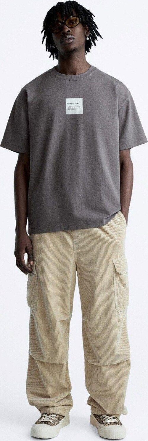 Bisiklet Yaka Syzygy Yazılı Oversize Füme Erkek T-Shirt