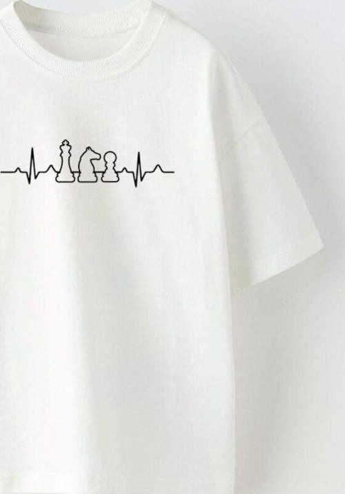 Satranç Ritim Tasarım Baskılı Beyaz Çocuk T-Shirt