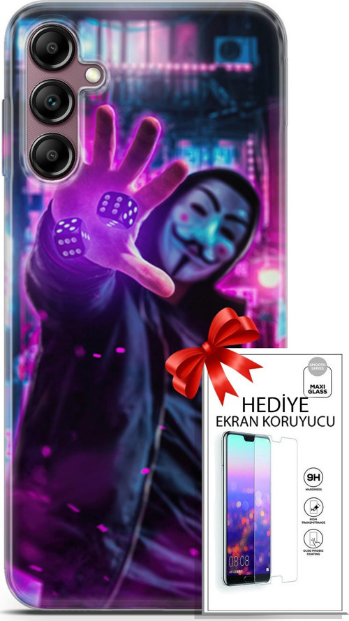 Samsung Galaxy A14 5G Kılıf Orijinal Seri Algorand 04 Zarlar Silikon Kılıf + Ekran Koruyucu Full Koruma