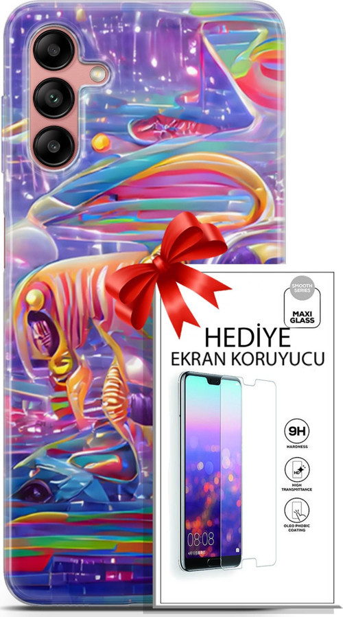 Samsung Galaxy A04S Kılıf Orijinal Seri Cyberpunk 11 4. Boyut 4K Baskılı Kılıf + Ekran Koruyucu Full