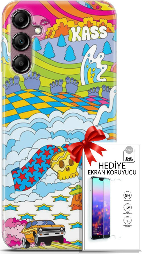 Samsung Galaxy A14 5G Kılıf Orijinal Seri Cardano 01 Yıldız Bulut Telefon Kılıfı + Ekran Koruyucu