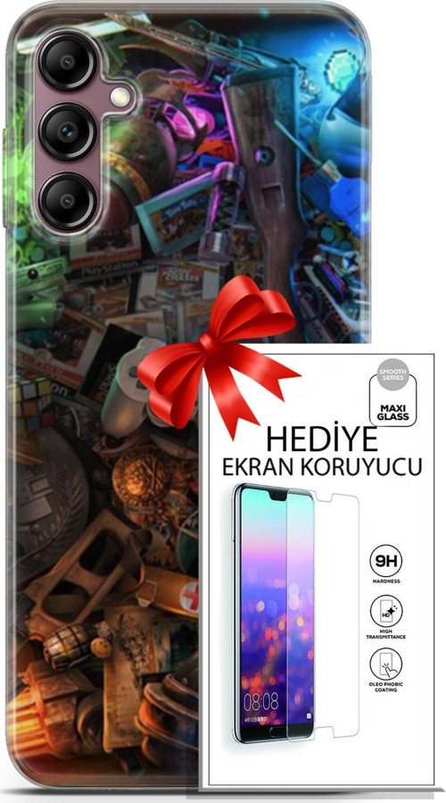 Samsung Galaxy A14 5G Kılıf Orijinal Seri Pubg 24 Teçhizatlar Darbe Emici Kılıf + Ekran Koruyucu