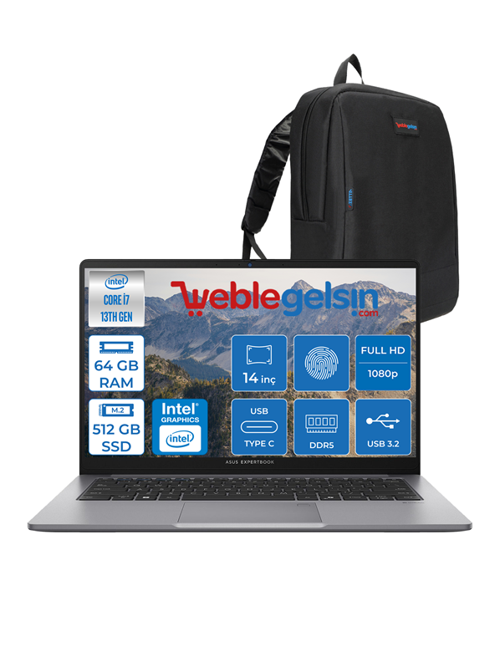 Expertbook P1 P1403 Intel Core I7-13620H 64GB Ddr5 512GB SSD WINDOWS11PRO 14" Fhd Intel UHD Taşınabilir Bilgisayar EXP1403CVAI58512S0W32+ZETTAÇANTA