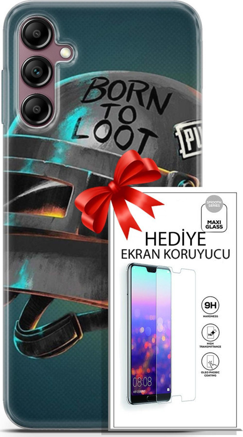 Samsung Galaxy A14 5G Kılıf Orijinal Seri Pubg 19 Born To Loot Tam Koruma Kılıf + Ekran Koruyucu