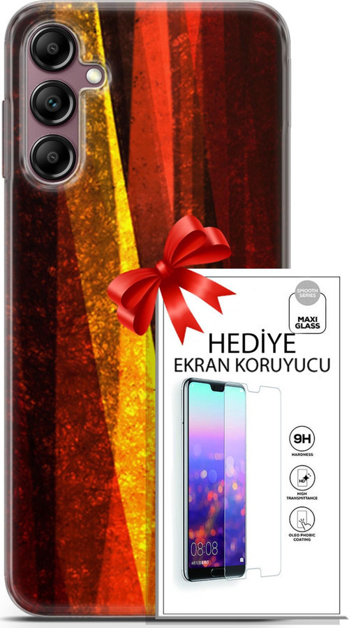 Samsung Galaxy A14 5G Kılıf Orijinal Seri Nature 17 Sarı Katman Yumuşak Kılıf + Ekran Koruyucu