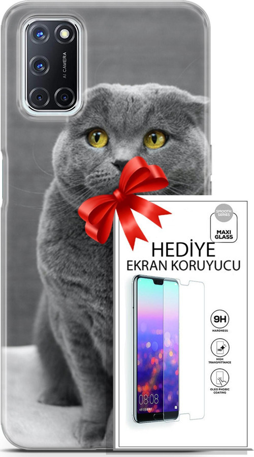 Oppo A52 Kılıf Orijinal Seri Scotish-British 17 Scottish Duman Gri Yumuşak Kılıf + Ekran Koruyucu