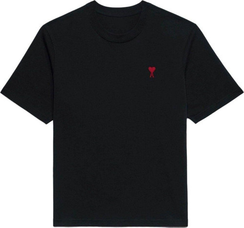 Kalp Tasarım Baskılı Siyah Unısex T-Shirt