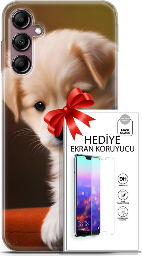 Samsung Galaxy A14 5G Kılıf Orijinal Seri Dogs 15 Kaniş Yavru Kalın Silikon + Ekran Koruyucu